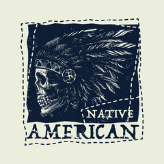 Native american illustration, vintage typography