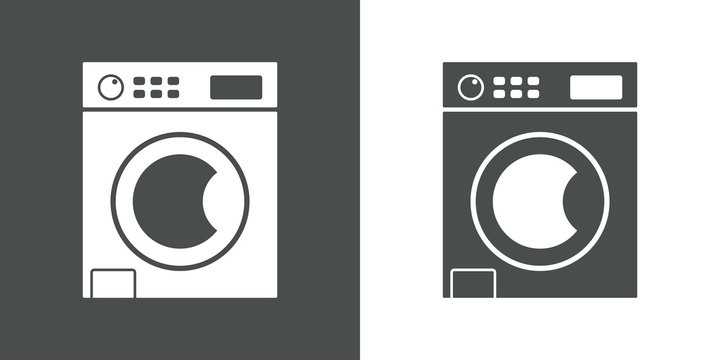Icono plano lavadora gris y blanco