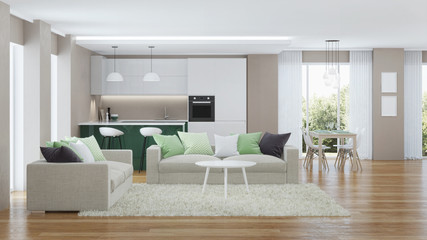Modern house interior. 3D rendering.