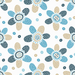 Seamless decorative floral background. Retro motif. Textile rapport.