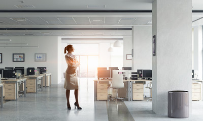 Attractive business lady. Mixed media . Mixed media