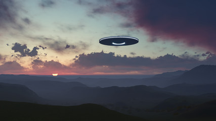 3D UFO over the mountains
