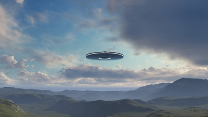 3D UFO over the mountains
