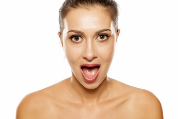 Portrait of young women with open mouth