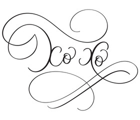 xo xo words on white background. Hand drawn Calligraphy lettering Vector illustration EPS10