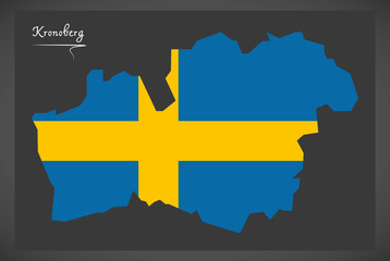 Kronoberg map of Sweden with Swedish national flag illustration