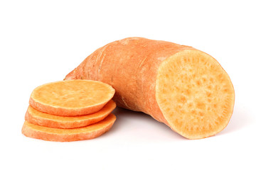 Sweet potato in closeup isolated.