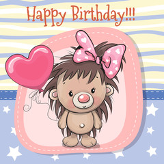 Cute Cartoon Hedgehog Girl with balloon