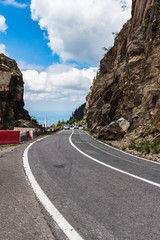 Famous and dangerous Transfagarasan road on the height in Fagaras mountains at Carpathians, Romania