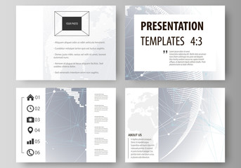 The minimalistic abstract vector illustration of the editable layout of the presentation slides design business templates. Abstract futuristic network shapes. High tech background.