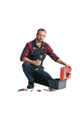 construction worker with toolbox