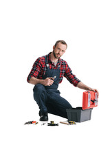 construction worker with toolbox