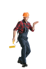 construction worker with roller brush