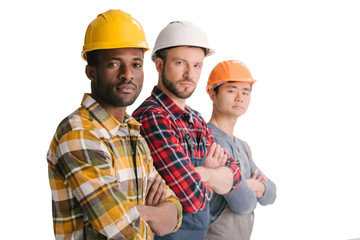 group of multiethnic construction workers