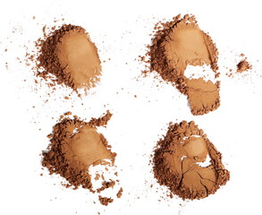 Brown face powder isolated on white background