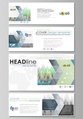 The minimalistic vector illustration of the editable layout of social media, email headers, banner design templates in popular formats. Rows of colored diagram with peaks of different height.
