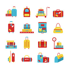 Bags icon set. luggage images.