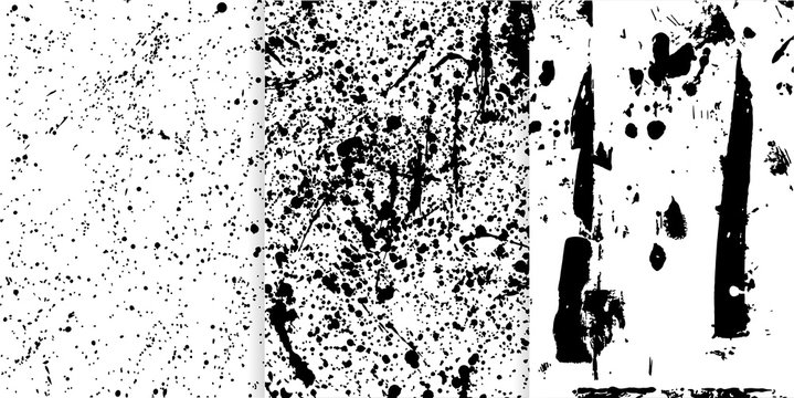 Set of three black and white hand drawn textures for your design.