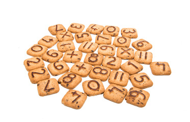 Biscuits with numbers isolated