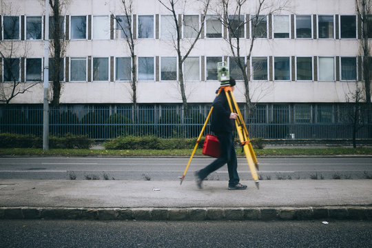 Handyman walking with equipment