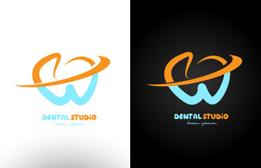 Dental dentist orange blue logo design
