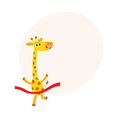 Cute little raccoon character, champion, winner standing in laurel wreath, cartoon vector illustration with space for text. Little baby raccoon animal champion in bay leaf wreath