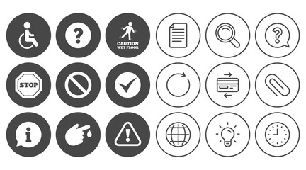 Attention caution icons. Information signs.