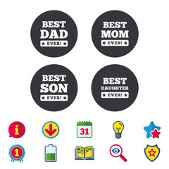 Best mom and dad, son, daughter icons.