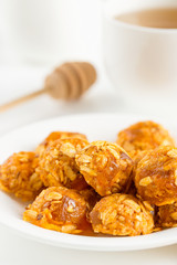 mini granola bars with dried fruits and honey