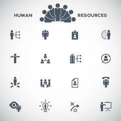 Human resources and management icons set.
