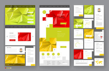 Website template design with interface elements