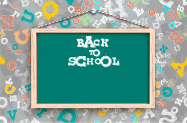 Blackboard on background with letters