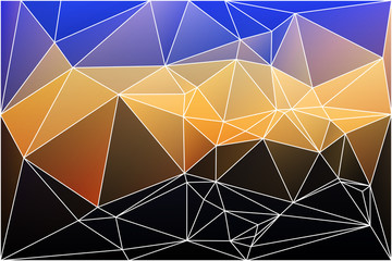 Fototapeta premium Blue yellow orange black geometric background with mesh.