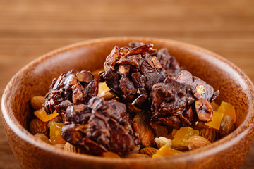 Homemade chocolate and nuts snack balls