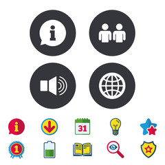 Information sign and group. Communication icons.