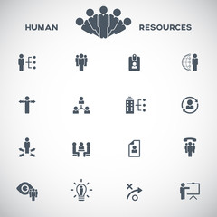 Human resources and management icons set.