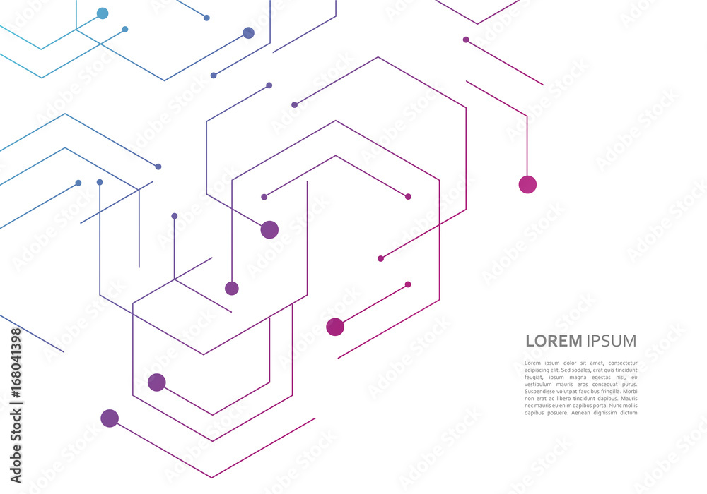Poster Science network pattern, connecting lines and dots on simple background