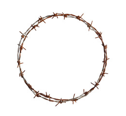 Barbed wire circle isolated on white background