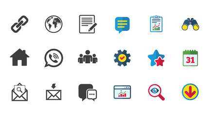 Communication icons. Contact, mail signs.