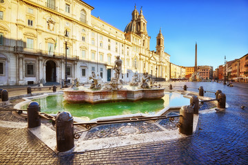Fototapeta na wymiar Piazza Navona, Fontana del Moro, 1654, Rome