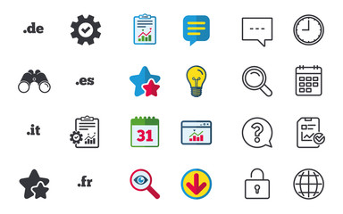 Fototapeta premium Top-level domains signs. De, It, Es and Fr.