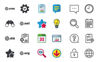 Fototapeta premium Top-level domains signs. Com, Eu, Net and Org.