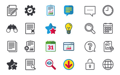 Document icons. Search, delete and edit file.