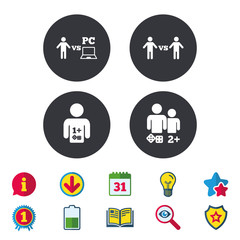 Gamer icons. Board and PC games players.