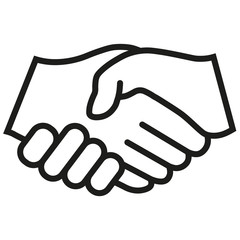 Business handshake, contract agreement icon flat. Black vector symbol on white background
