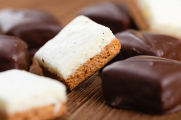 Chocolate candy bird's milk with souffle