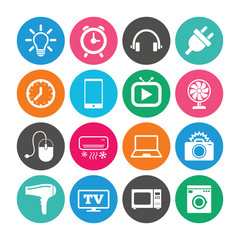 Set of Electronics, Home appliances and Devices.