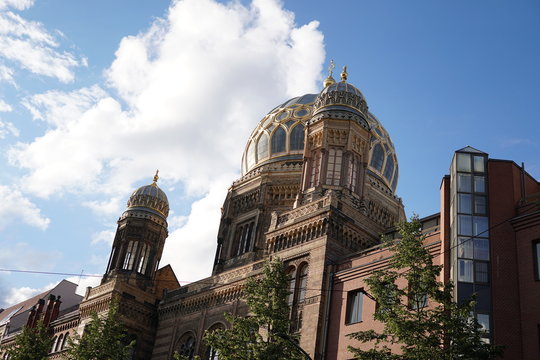 Berlin, Germany - August 13, 2017: The Neue Synagoge ("New Synagogue") is the main synagogue of the Berlin Jewish community, on Oranienburger Strasse