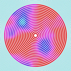 Abstract psychedelic colorful illustration. Modern round label for a vinyl disk. Flowing acid haze. Vivid ethereal background. Element of design.