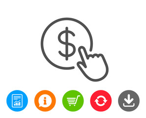 Hand Click line icon. Currency exchange sign.